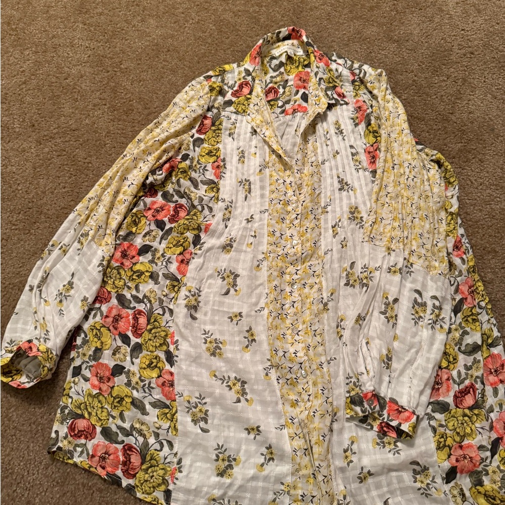 Jane and Delancey Floral Blouse - Yellow, Red, White